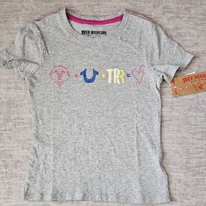 True Religion Gray Tee with Colorful Accents